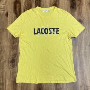 Lacoste Graphic Croc T Shirt Men's Size XL Yellow Short Sleeve Cotton Jersey